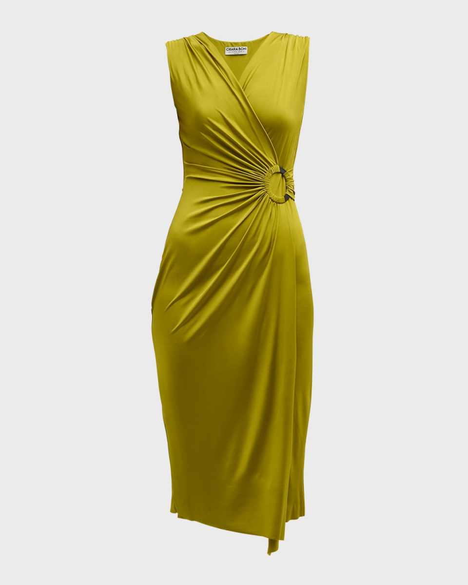 Sleeveless Ruched Bodycon Midi Dress